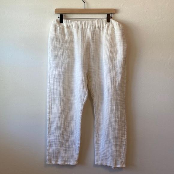 SOLUNA COLLECTIVE white double gauze elastic waist pants size 1X - Picture 1 of 6